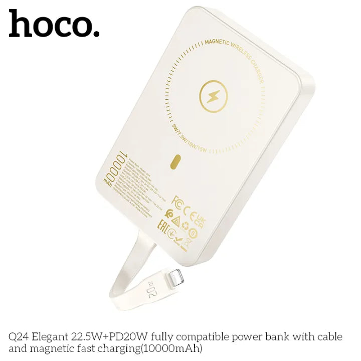 Hoco Q24 Wireless Charging Power Bank With Charging Cable 22.5W - Saif Al Najmi Kw